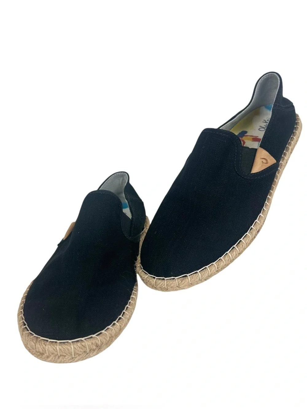OluKai Kaula Pa'a Kapa Black Canvas Slip-On Espadrille Size 8.5